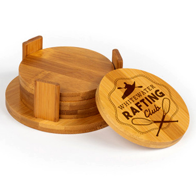 Custom engraved eco-friendly bamboo coasters, Doug's Engraver's Den