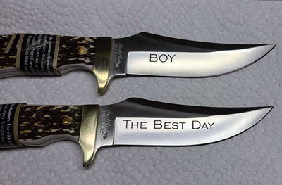 Custom engraved personalized knives, Doug's Engraver's Den