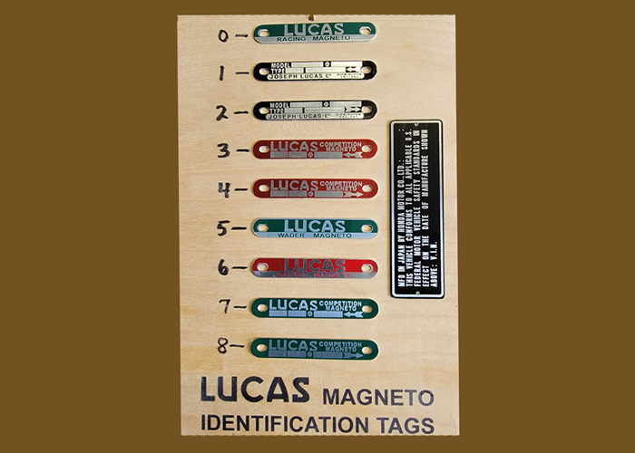 Custom engraved magneto id tags, Doug's Engraver's Den