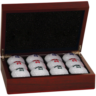 Custom engraved rosewood finish golf ball box - (golf balls not included)