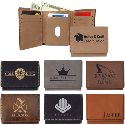 Engraved promotional wallets, Doug's Engraver's Den