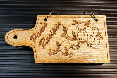 Engraved recipe card holder, Doug's Engraver's Den