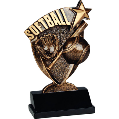 Custom engraved sports awards, personalized softball products from Doug's Engraver's Den