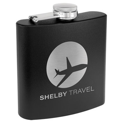 Custom engraved promotional travel flasks from Doug's Engraver's Den