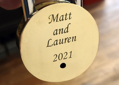 Engraved wedding related items, Doug's Engraver's Den