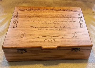 Custom engraved wooden box, Doug's Engraver's Den