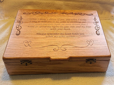 Custom wood engraving, Doug's Engraver's Den