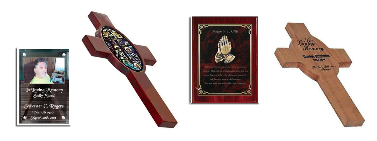 Custom engraved memorial plaques, laser printed memorial gifts, personalized sympathy gifts, Doug's Engraver's Den, MA, RI